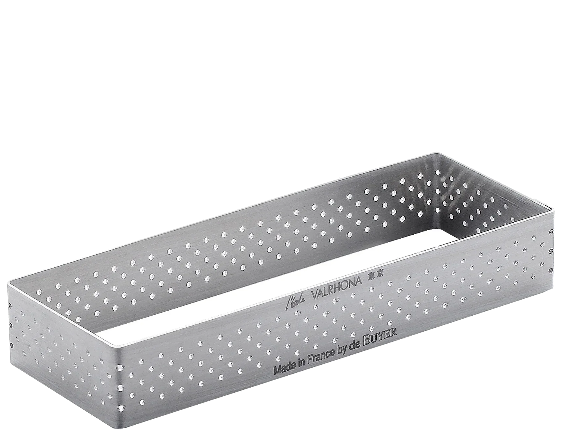 Obdélníkový perforovaný cukrářský ráfek 25 x 8 cm / DE BUYER