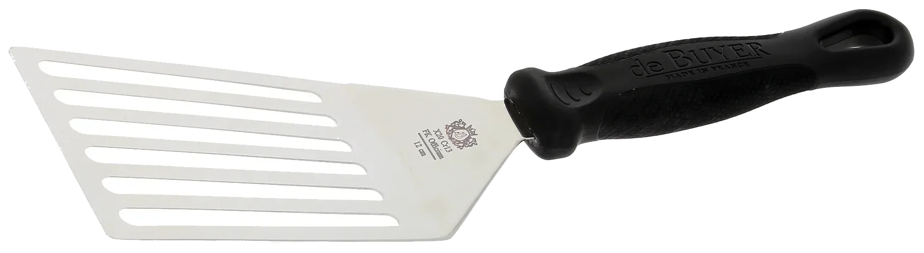 FKOOFFICIUM Zahnutá perforovaná obracečka 12 cm / DE BUYER