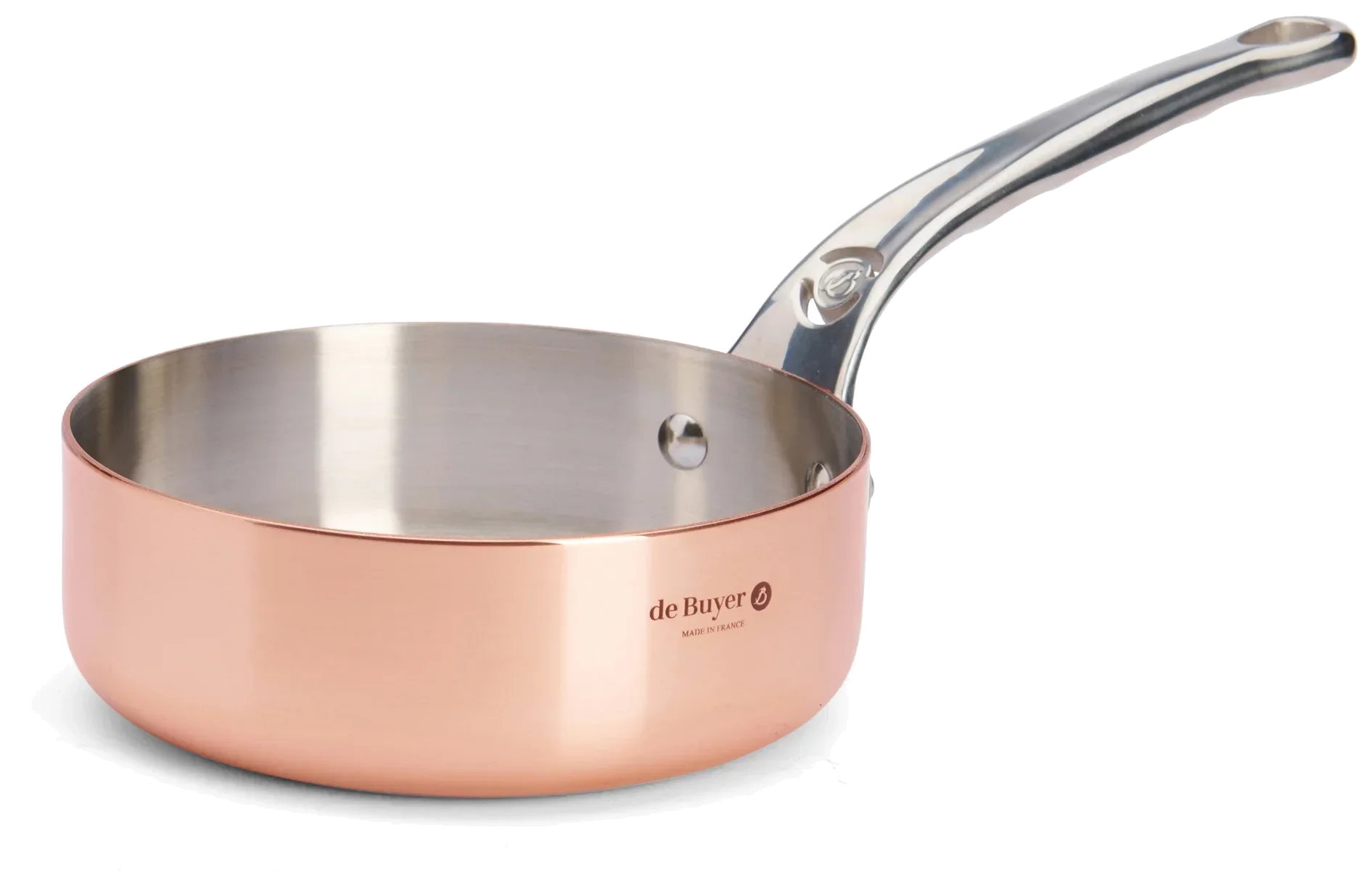 PRIMA MATERA Nízký měděný rendlík s rovnými stěnami 16 cm / DE BUYER
