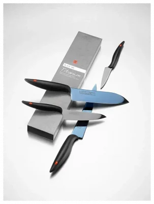 TITANIUM Japonský nůž na zeleninu 8 cm modrý / KASUMI
