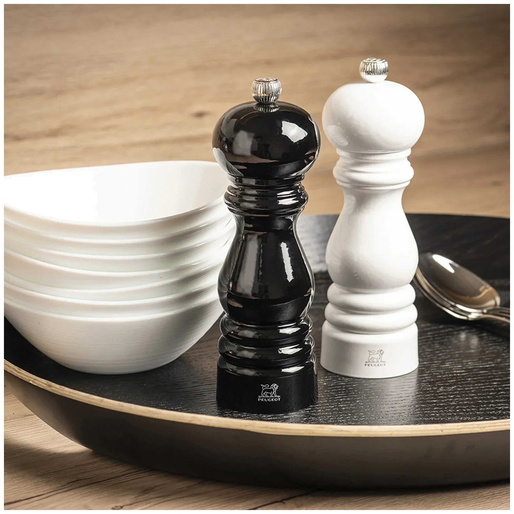 PARIS Zestaw młynków czarny-biały 18 cm / PEUGEOT