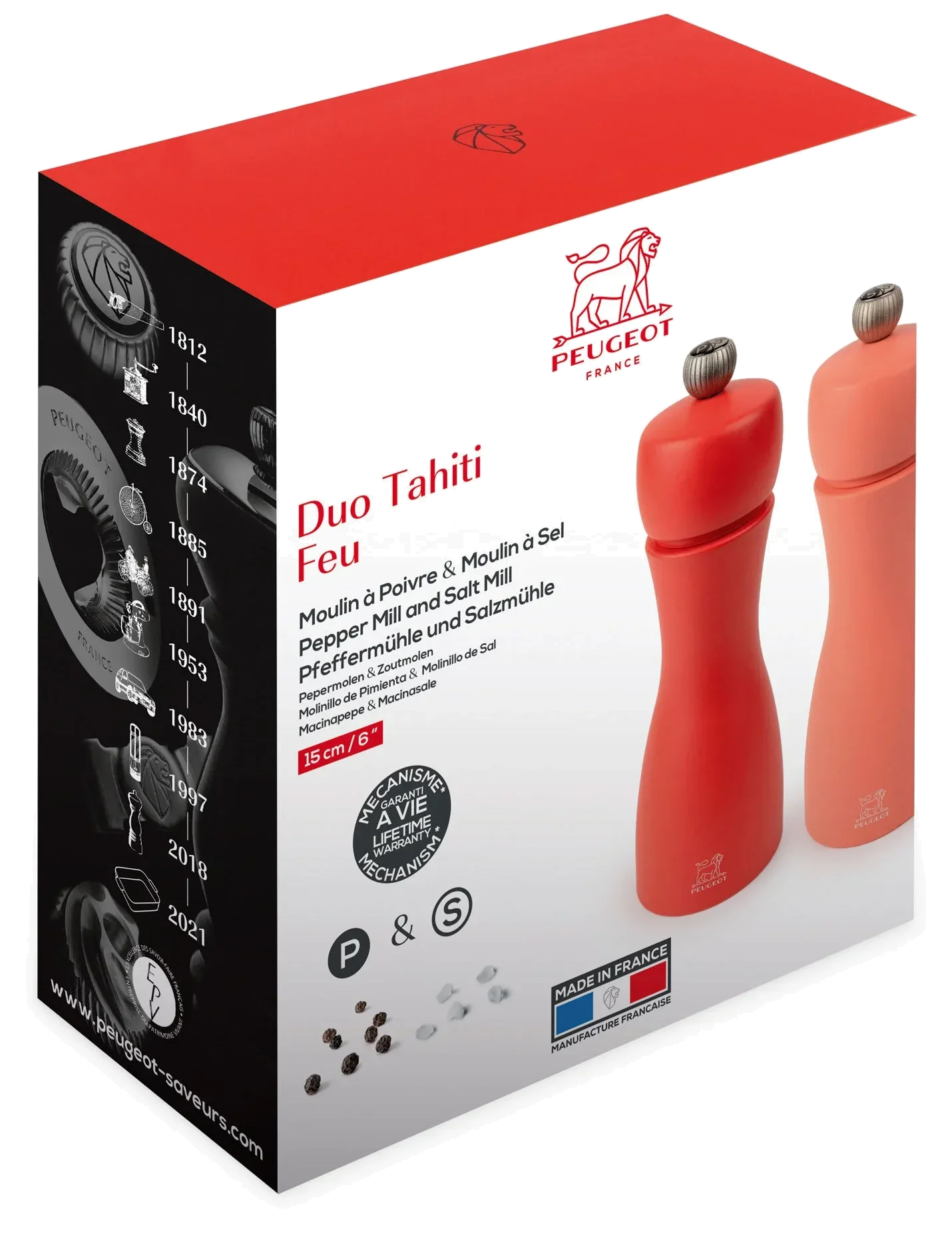 TAHITI DUO Souprava na sůl a pepř 15 cm Fire / PEUGEOT