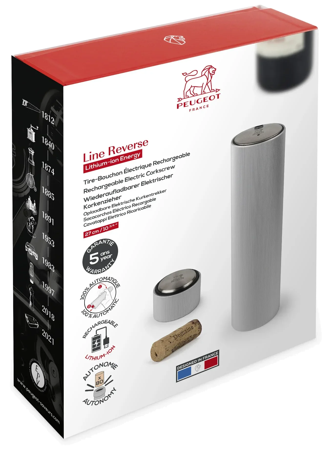 LINE REVERSE ALUMINIUM Elektrická vývrtka 21 cm / PEUGEOT