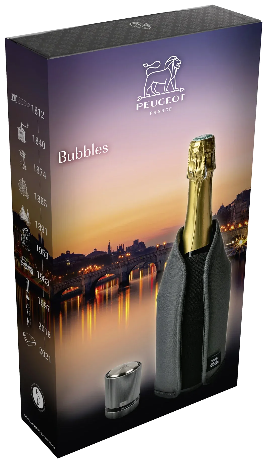 BUBBLES Sada zátky a chladiče na víno / PEUGEOT