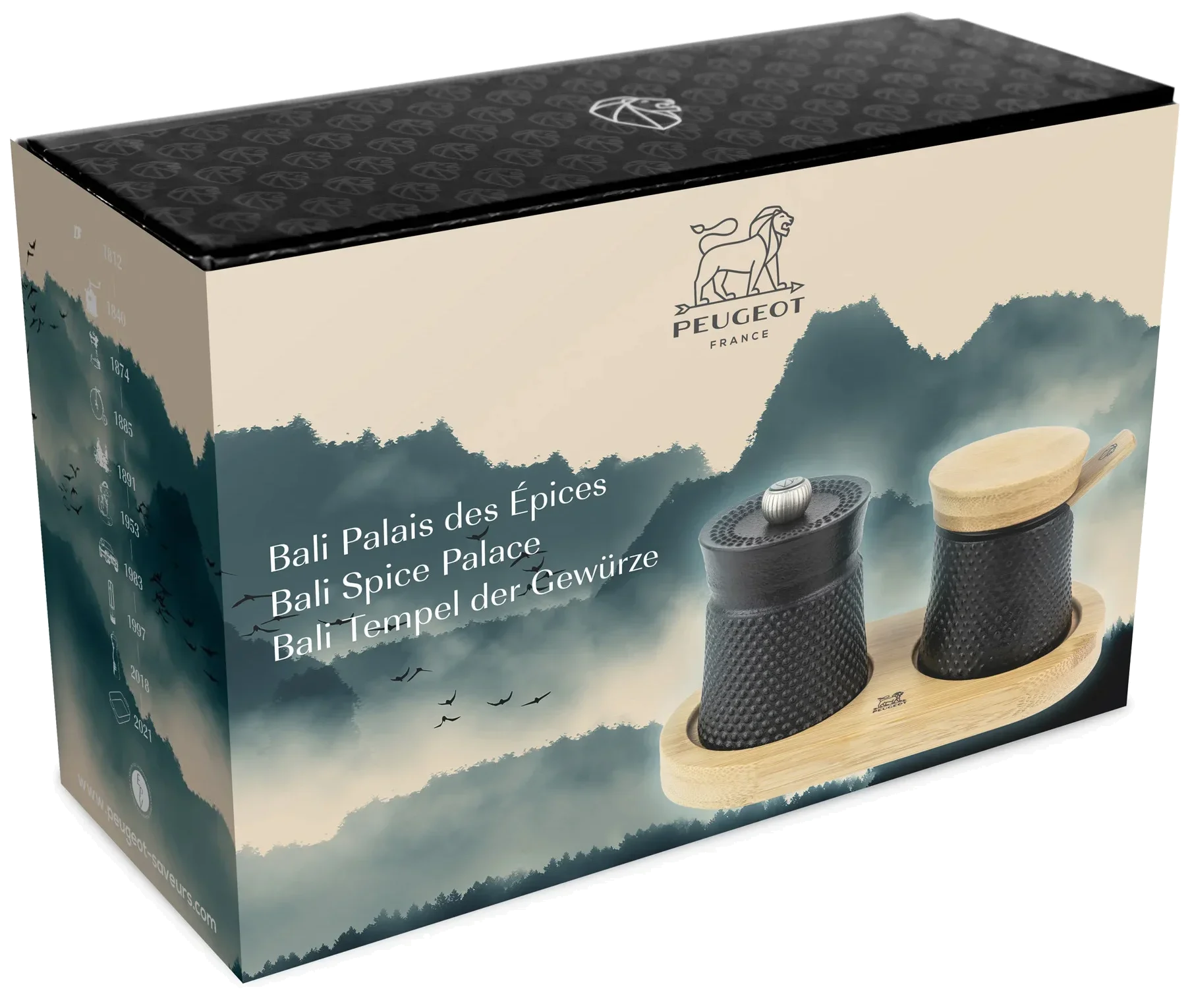 BALI CAST IRON Sada mlýnků + podstavec / PEUGEOT