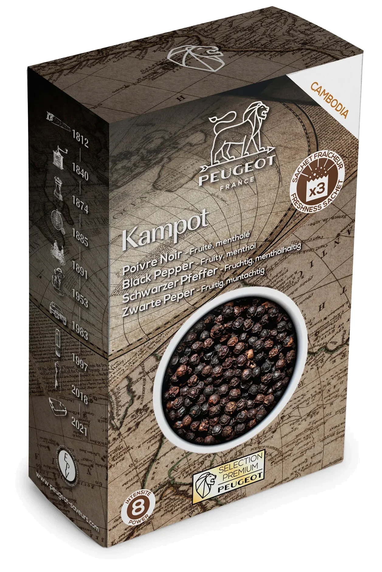 KAMPOT Černý pepř z Kambodže 60 g / PEUGEOT