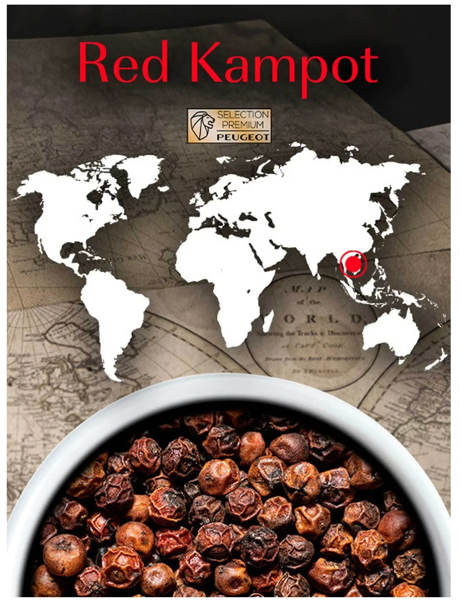 KAMPOT Červený pepř z Kambodže 60 g / PEUGEOT