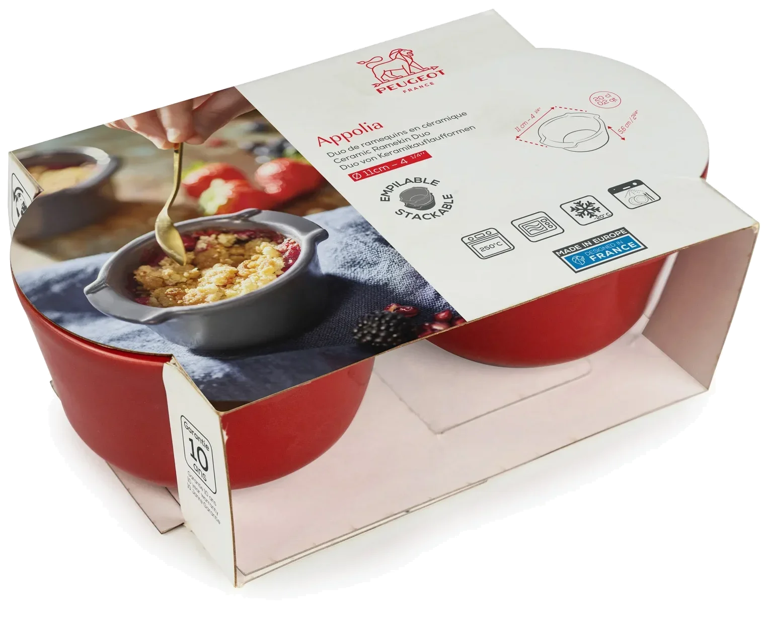APPOLIA Ramekin 200 ml (2 ks) červený / PEUGEOT