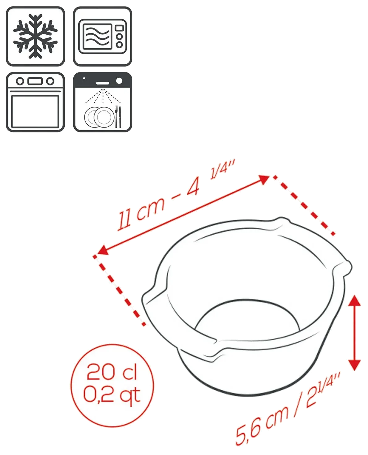 APPOLIA Ramekin 200 ml (2 ks) červený / PEUGEOT