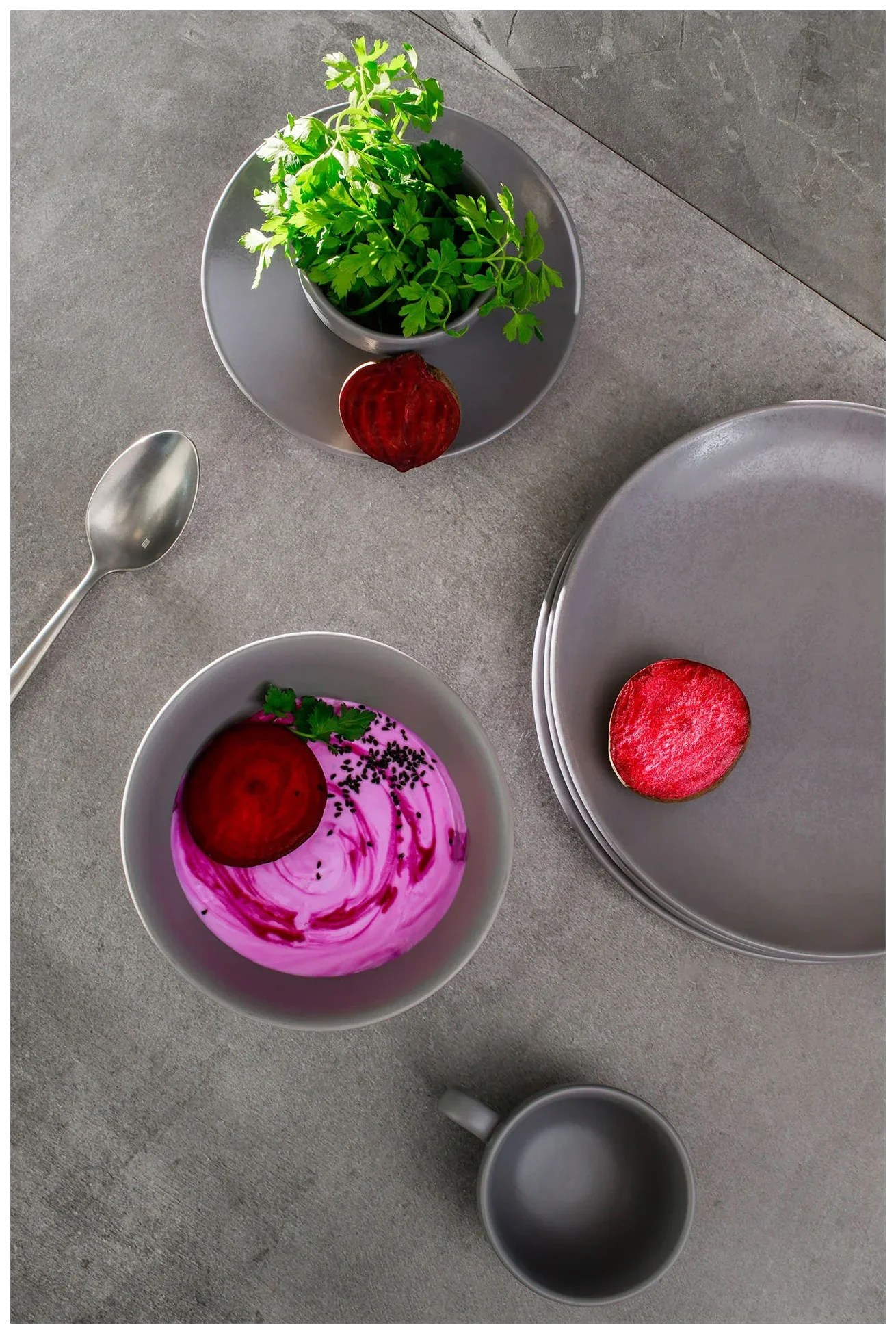 SHALE Kulatý talíř 27 cm šedý / RAK PORCELAIN