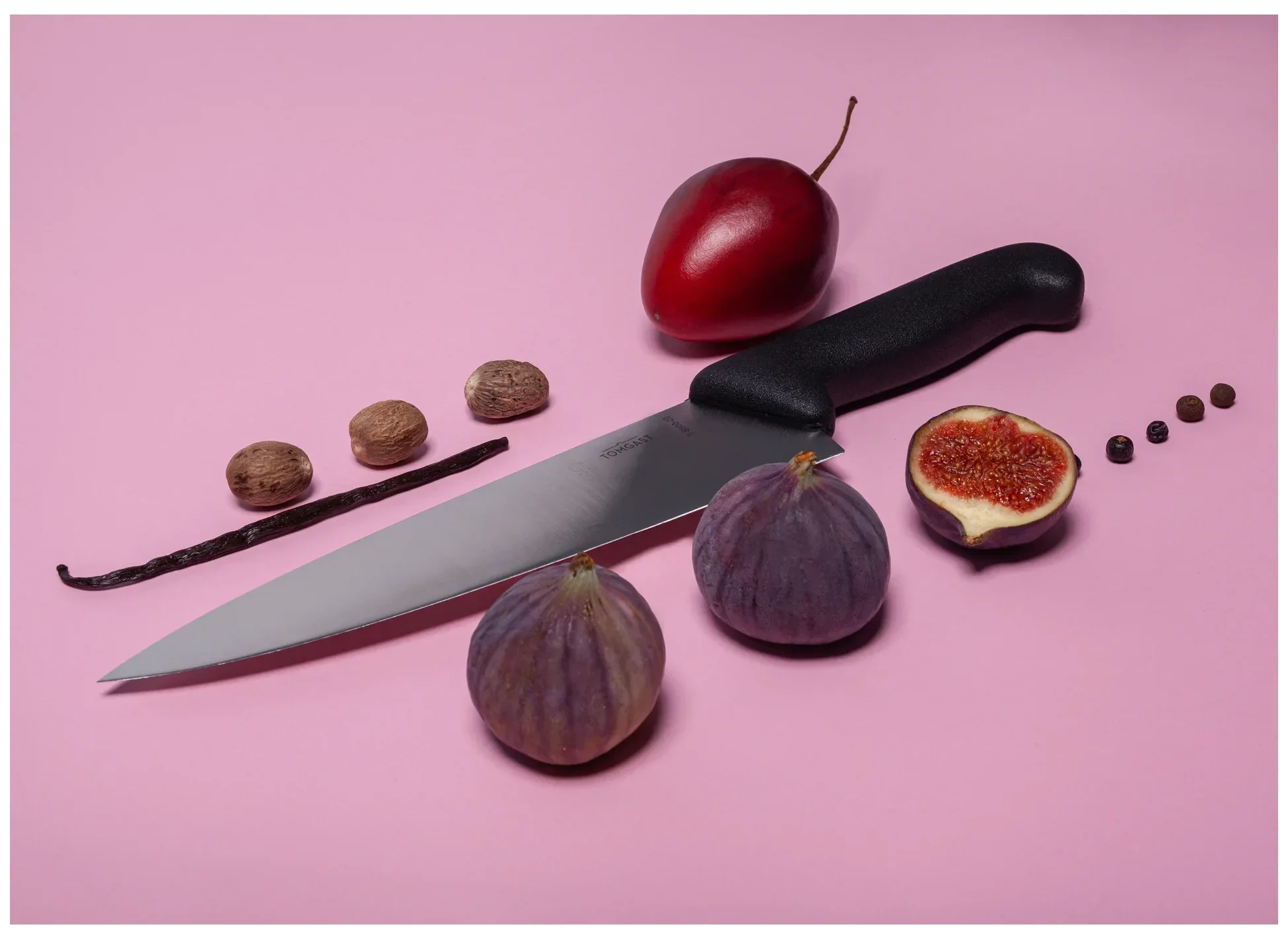TOMGAST Černý kuchařský nůž, délka 20 cm