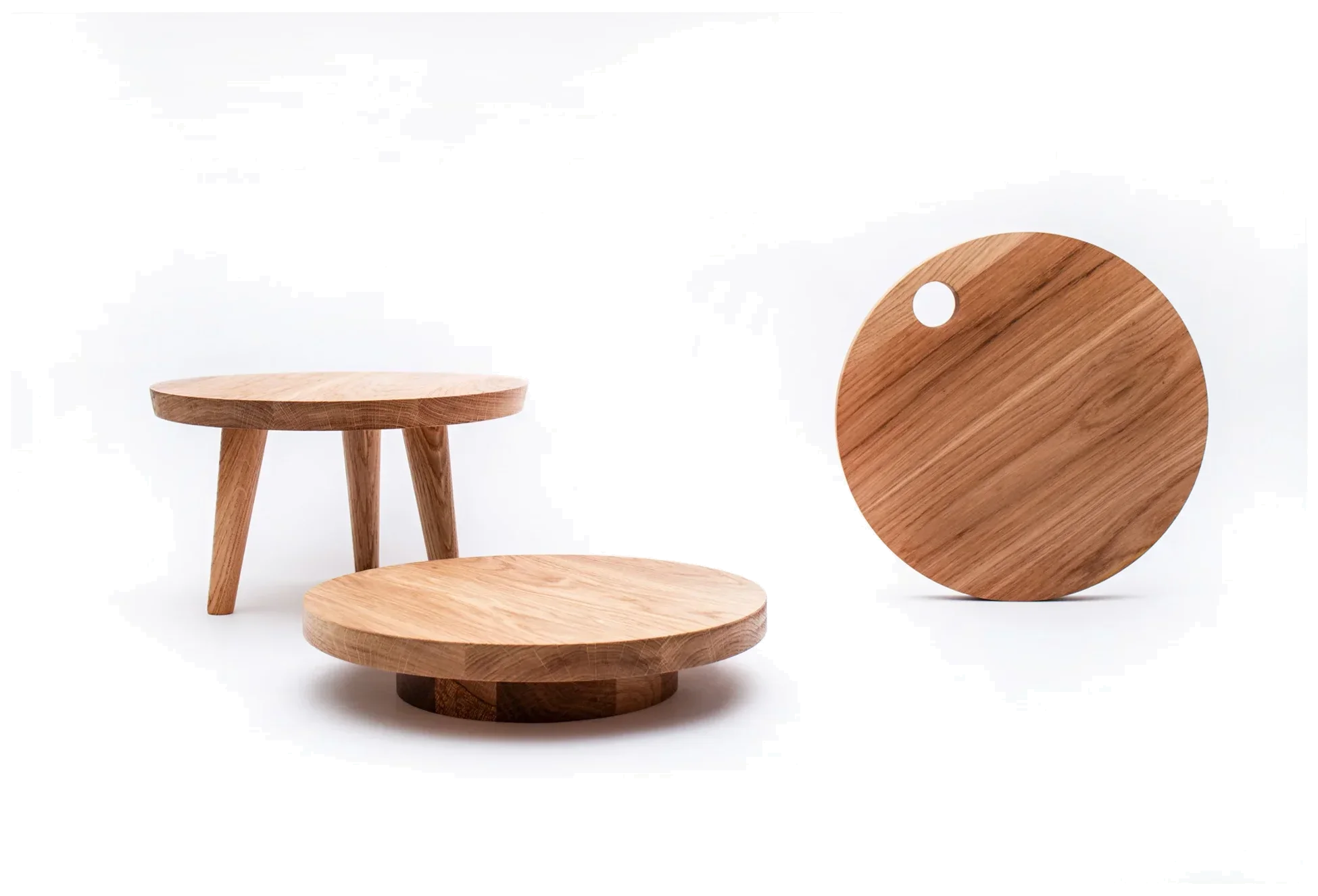 SIMPLE Nízký kulatý dubový podstavec, 28 cm / VERLO