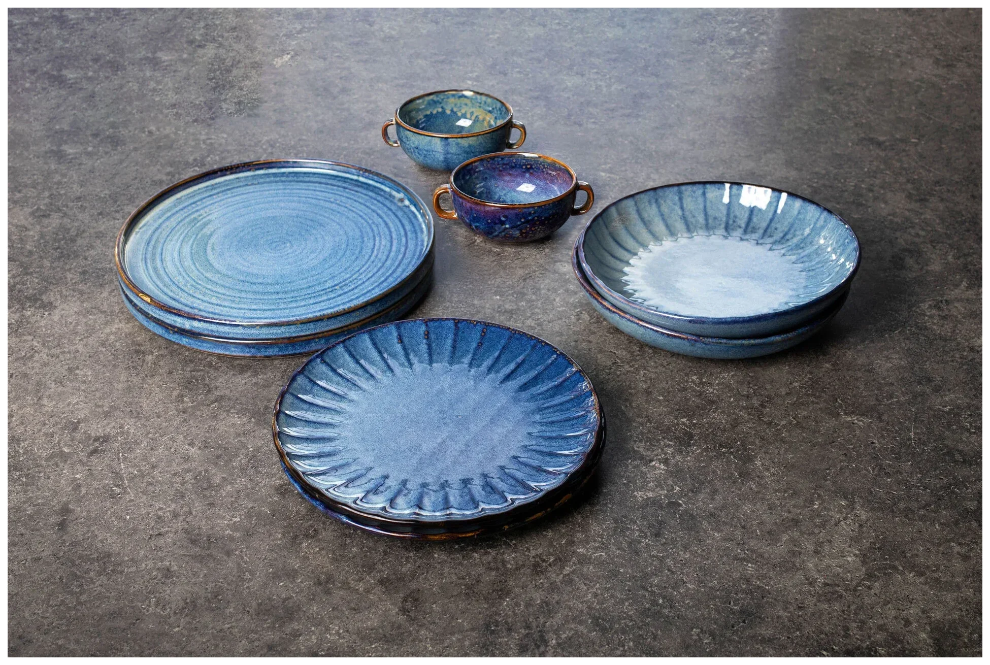 VERLO Prémiová jídelní souprava DEEP BLUE
